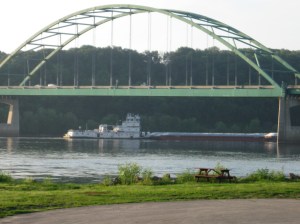 One of the many barges that I watched float on by.