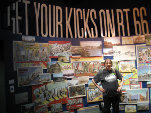 At the Clinton, OK Route 66 Museum (in my Rock Hall T-shirt)