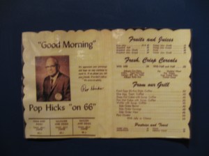 A menu from a diner that once thrived on Route 66.