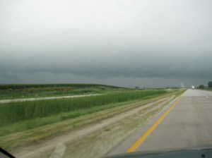 The sky did get scary a couple of times, but nothing really happened.  Just looked menacing.  