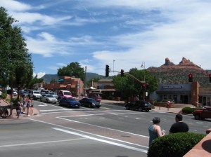 A scene from the bustling downtown area.  Too many people and cars for me.  But a lot of REALLY interesting shops and restaurants.
